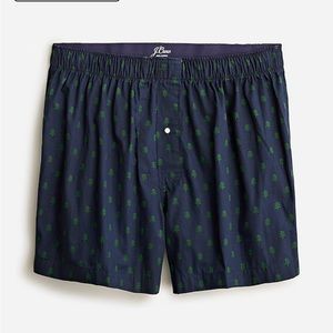 NWT J Crew Men’s Cotton Boxers Navy with Christmas Trees Print